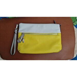 SALE! REED Krakoff Crossbody White And Yellow Purse Clutch With Detachable Strap